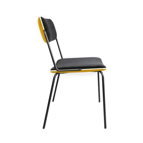Double jeu Padded chair textile yellow black / Velvet - Maison Sarah Lavoine - Ochre / Black - Foam, Lacquered steel, Velvet, Wood