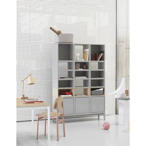 Regal Stacked holz weiß / Größe M - quadratisch - 43 x 43 cm / ohne Rückwand - Muuto - Weiß - mitteldichte bemalte Holzfaserplatte