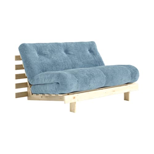Schlafcouch Roots KARUP / L 140 cm – 3 Positionen / Struktur aus heller Kiefer - Blau - Holz