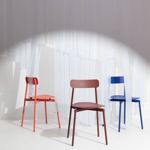 Sedia impilabile Fromme metallo rosso / Alluminio - Petite Friture - Rosso Marrone - Alluminio