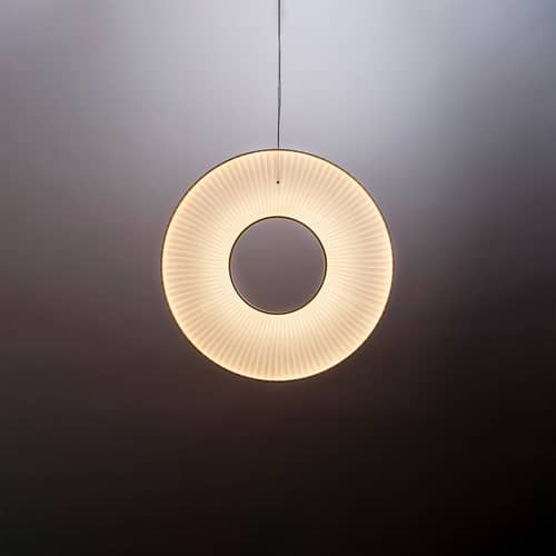 Sospensione Iris Vertical tessuto bianco / LED - Ø 80 cm - Dix Heures Dix - Ø 80 cm / Tessuto Bianco - Alluminio, Tessuto acrilico plissettato