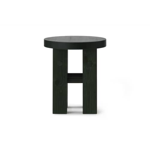 Fyr Stool wood green / Ø 40 x H 45 cm - Normann Copenhagen - Dark green - Stained solid pine
