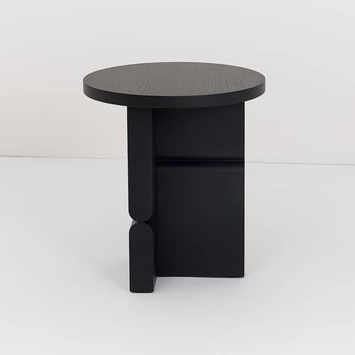 Table d\'appoint Coloured Wood Noon bois noir / Ø 38 x H 42,5 cm - NOBODINOZ - Noir - Frêne
