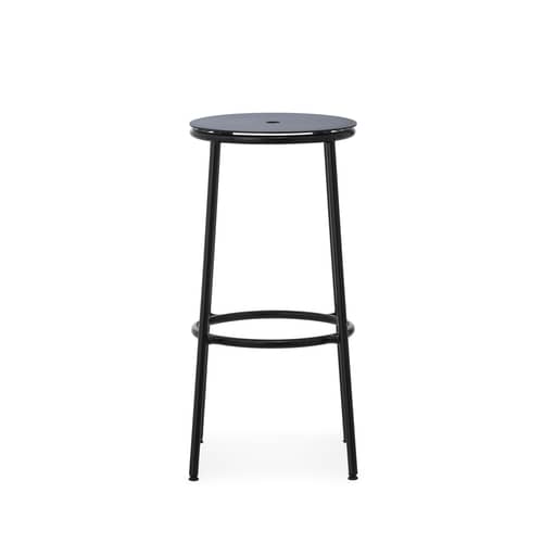 Tabouret de bar Circa métal noir / H 75 cm - Aluminium / Seconde vie - Normann Copenhagen - Aluminium noir / Pied noir - Acier peint, Aluminium laqué