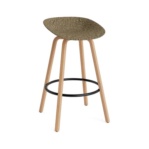 Tabouret de bar Mat / H 75 cm - Algue marine / Pieds hêtre - Normann Copenhagen - Algue (foncé) / Pieds hêtre - Acier thermolaqué, Algue marine, Hêtre certifié FSC