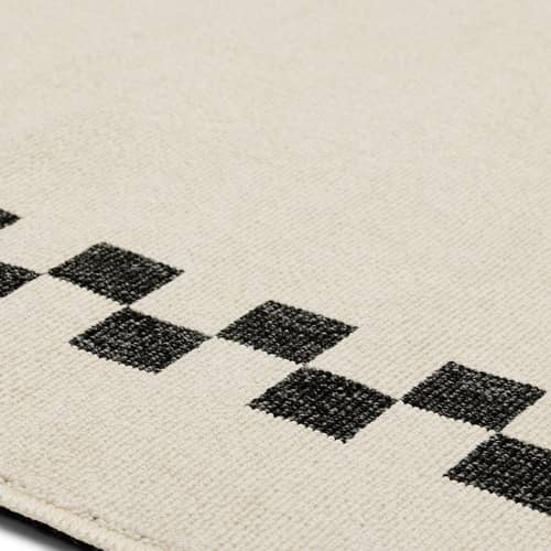 Tapis d\'extérieur Carpretty Grand / 300 x 200 cm - Fatboy - Check Border / Crème & anthracite - Polypropylène tissé
