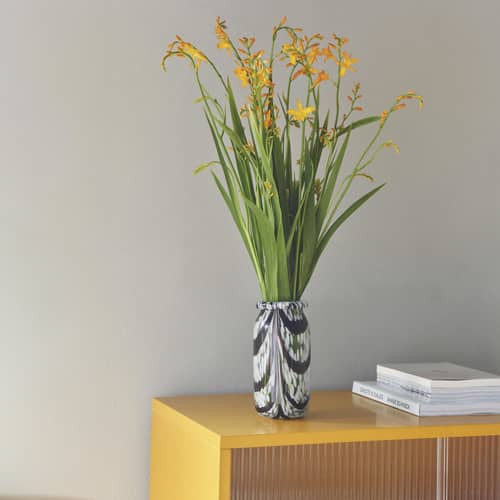 Vaso Splash Roll Neck XS vetro marrone / Ø 9,5 x H 19 cm - Fatto a mano - Hay - Caffé e Bianco - vetro soffiato