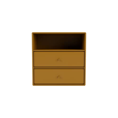 Wandablage Montana Mini 1006 holz braun / 2 Schubladen + 1 Fach - 35 x 35 x T 25 cm - MONTANA - Bernstein 142 - lackierte Holzfaserplatte