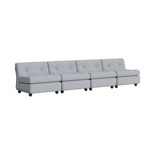 Canapé modulable Amanta / 4 places - L 317 cm / Réédition 1966, Mario Bellini - Hay - Gris (tissu) - ABS recyclé, Mousse, Tissu