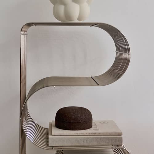 Banc Curva métal argent / Etagère - L 100 cm - AYTM - Argent - Acier