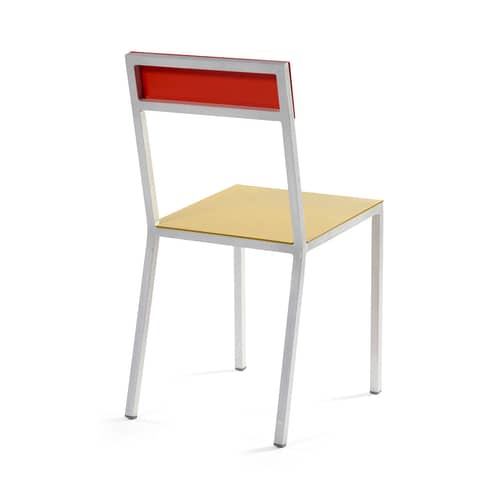 Chaise Alu Chair métal jaune rouge / Aluminium - valerie objects - Assise Curry / Dossier rouge - Aluminium