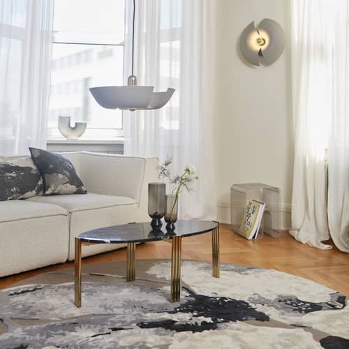 Couchtisch Tribus marmor schwarz gold / 92 x 47 x H 35 cm - Marmor - AYTM - Schwarzer Marmor / Goldfarben - Marmor, Stahl