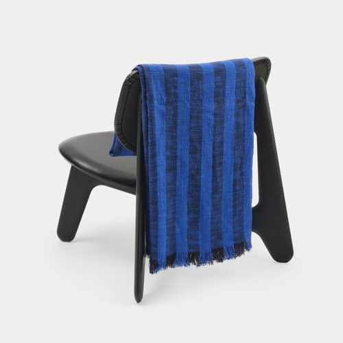 Decke Band textil blau / 160 x 200 cm - Leinen & Baumwolle - Tom Dixon - Blau & Schwarzblau - Baumwolle, Leinen