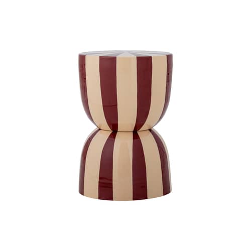 Vrea End table metal red / Ø 31 x H 46 cm - Bloomingville - Dark red & beige - Iron, MDF