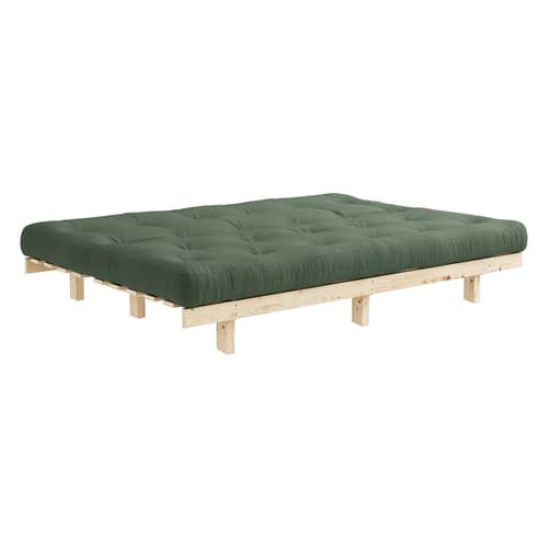 Schlafcouch Lean holz grün / L 200 cm - KARUP - Olivgrün 756 / Pinie - FSC-zertifiziertes Massivholz Kiefer, Gewebe, Recycelte Mischfasern, Schaumstoff