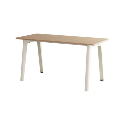 Scrivania New Modern legno naturale / 150 x 70 cm - Rovere eco-certificato - TIPTOE - Rovere / Piede Bianco Crema - , Acciaio termolaccato