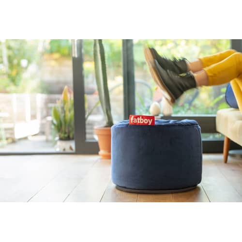 Pouf Point Velvet tissu rose marron / Velours recyclé - Ø 50 cm - Fatboy - Rhubarbe -  Micro-billes EPS, Mousse, Velours polyester recyclé