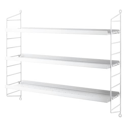 Regal String® Pocket metall weiß / Metall, perforiert - B 60 x H 50 cm - String Furniture - Weiß - lackierter Stahl