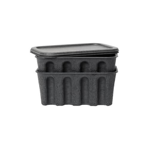 Schachtel Paper Pulp Small papierfaser grau / Set von 2 - Stapelbar / 18 x 28 x H 12,5 cm - Ferm Living - Anthrazit - Recycelter Papierbrei