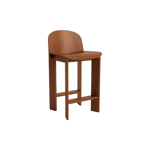 Sedia da bar Chisel 35 Low legno marrone / H 65 cm - Hay - Noce - Impiallacciatura di noce laccata