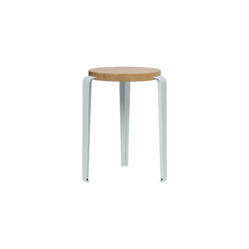 Sgabello Lou metallo blu / H 45 cm - Rovere eco-certificato - TIPTOE - Blu pallido - Acciaio termolaccato, Rovere massello eco-certificato