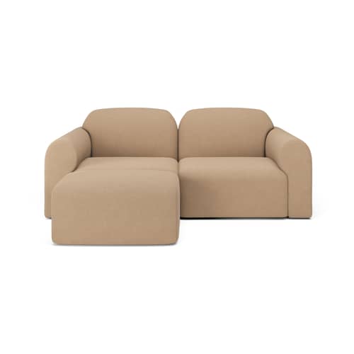 Sofa modulierbar Bulky textil beige / Modul Armlehne rechts - Ethnicraft - Armlehne rechts / Beige Hellbeige Sepia - Faser, Gewebe, Hochdichter PU-Schaum, Holz