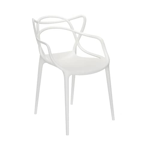 Masters Stacking chair plastic material white / Set of 4 Stacking chairs - Kartell - White - Recycled thermoplastic technopolymer