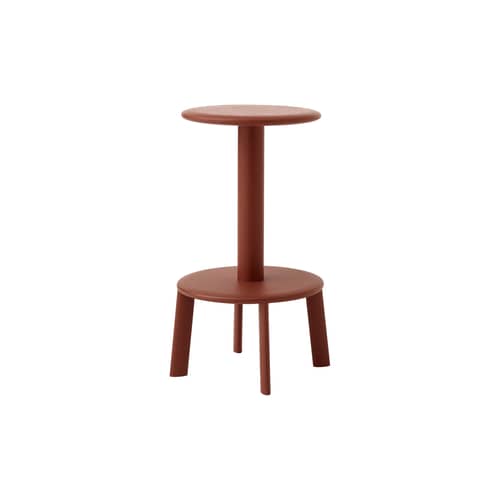 Massif AV39 Swivel bar stool wood red / H 65 cm - &tradition - Red-orange / Red-orange base - Powder coated steel, Tinted oak wood