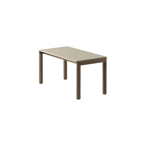 Table basse Couple céramique beige / 84.5 x 40 x H 40 cm - Plateau grès réversible - Muuto - Sable / Chêne foncé - Chêne huilé teinté, Grès cérame