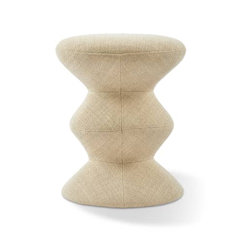 Tabouret rembourré Zig Zag Soft tissu beige - POLSPOTTEN - Beige - Bois, Mousse, Tissu