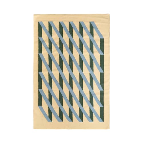 Tapis Remsa bleu / 195 x 133 cm - Laine - & klevering - Remsa / Beige & bleu - Laine de Nouvelle-Zélande