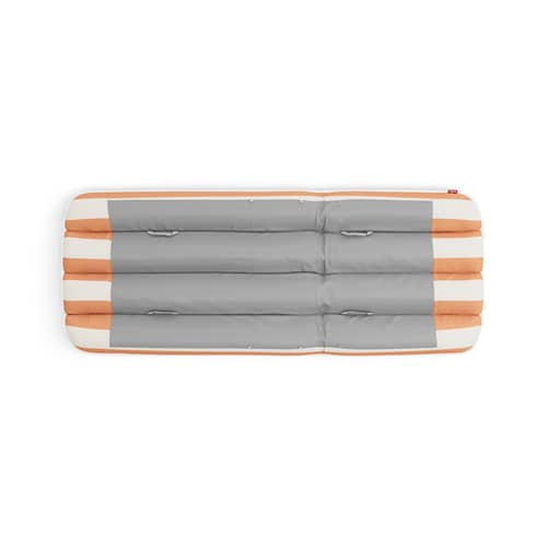 Transat inclinable Sunbun / Matelas inclus - Fatboy - Structure Desert / Coussin rayé orange - Aluminium thermolaqué, Mousse, Tissu oléfine, Toile