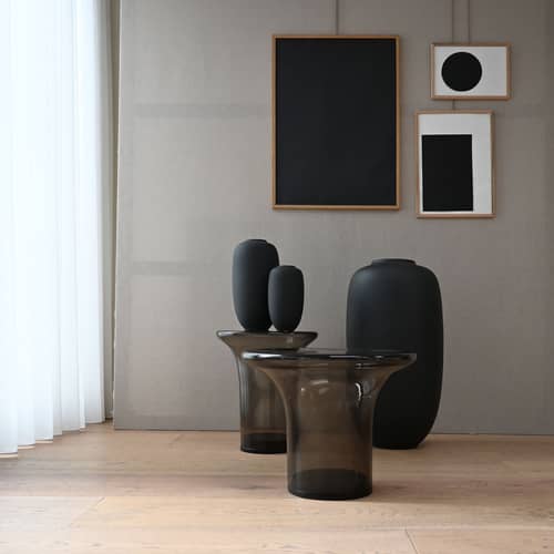 Vasen Sunao Slim Mini keramik schwarz / Ø 16 x H 32 cm - 101 COPENHAGEN - Schwarz - emaillierte Keramik