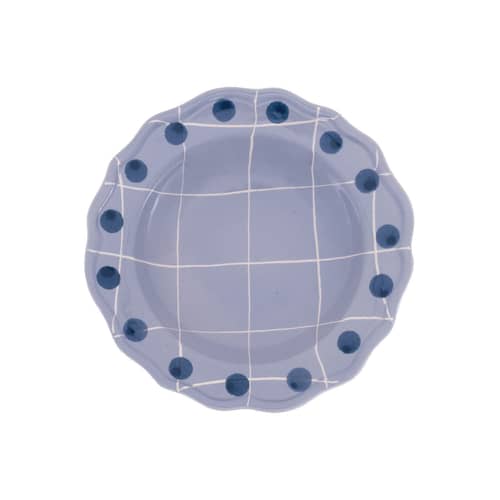 Assiette creuse Quadri céramique violet / Ø 23 cm / Peint à la main - Bitossi Home - Lavande / Pois bleu - Porcelaine