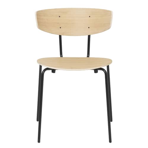 Chaise empilable Herman bois naturel - Ferm Living - Chêne naturel - Acier laqué époxy, Contreplaqué de chêne