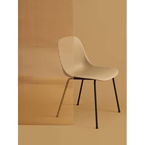 Chaise Fiber / Pieds métal - Plastique recyclé - Muuto - Ocre - Acier, Plastique recyclé
