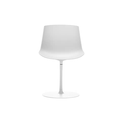 Chaise pivotante Flow blanc / Pied central - MDF Italia - Blanc mat - Aluminium thermolaqué, Polycarbonate éco-responsable