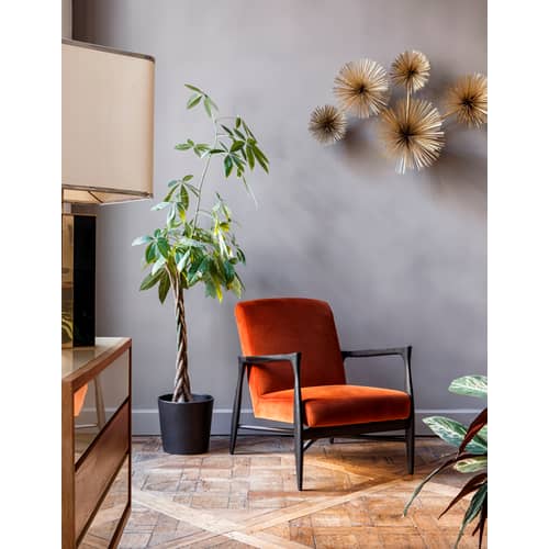 Fauteuil rembourré Floating tissu beige bois naturel / Tissu bouclé - Structure chêne - RED Edition - Beige (tissu bouclé) / Chêne - Chêne massif, Mousse HR, Tissu bouclette