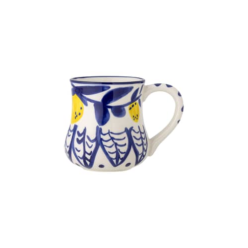 Mug Maxima céramique bleu / Ø 9,5 x H 11,5 cm - 510 ml - Bloomingville - Motif 2 / Bleu & jaune - Grès émaillé