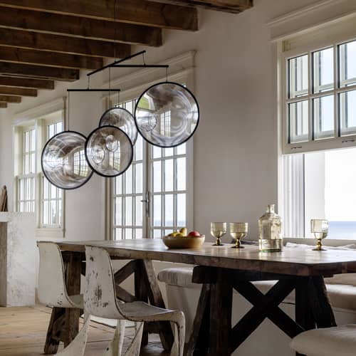 Focus X4 Pendant metal black / LED - L 131 x H 72.3 cm - DCW éditions - Black - Aluminium, PMMA