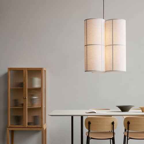 Hashira Cluster Pendant textile beige / Ø 37 x H 60 cm - Linen - Audo Copenhagen - Raw beige - Linen, Steel