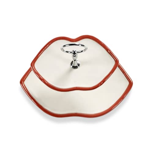 Serviteur Les Objets Mouleversants céramique rouge / 2 plateaux - Serax - Rouge & blanc - Grès, Métal