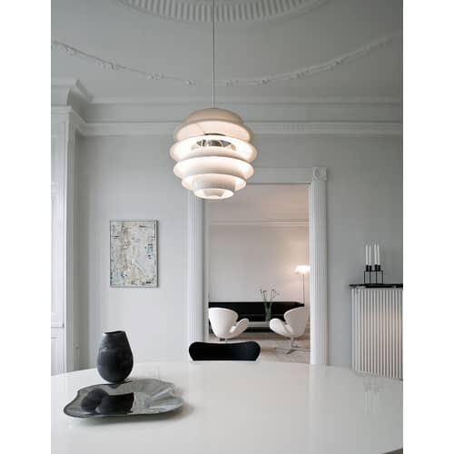 Suspension PH Snowball métal blanc / Poul Henningsen, 1924 - Ø 40 cm x H 39 cm - Louis Poulsen - Blanc - Aluminium