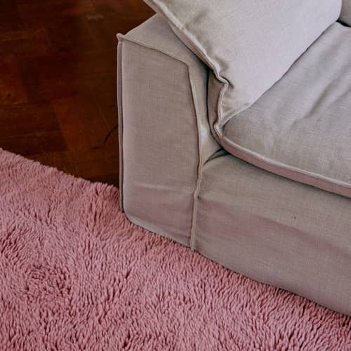 Tapis Fluffy rose / 150 x 240 cm - Laine tissée main - HK LIVING - Rose - Laine