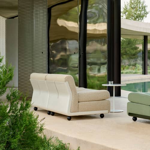 Divano destro Amanta tessuto beige / Modulare - L 158,5 cm / Riedizione 1966, Mario Bellini - Hay - Beige (tessuto) - ABS riciclato, Espanso, Tessuto