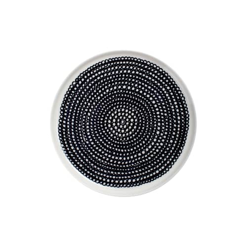 Assiette à dessert Siirtolapuutarha céramique noir / Ø 20 cm - Marimekko - Siirtolapuutarha / Blanc & noir - Porcelaine émaillée