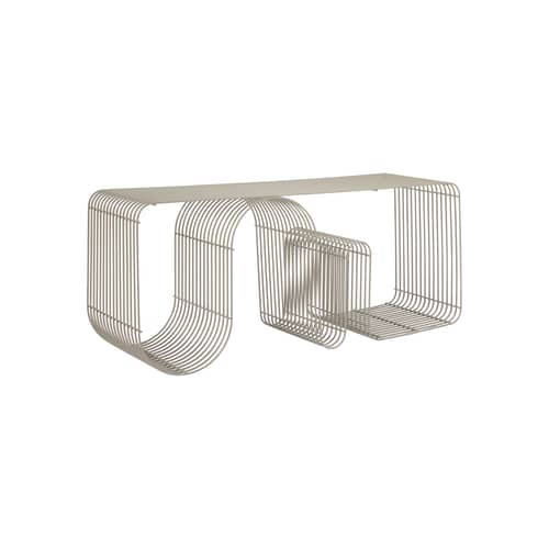 Banc Curva métal beige / Etagère - L 100 cm - AYTM - Taupe - Acier