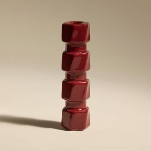 Bougeoir Colonna Grand / H 16.5 cm - Maison Sarah Lavoine - Carmin - Céramique émaillée
