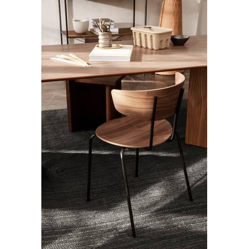 Chaise empilable Herman bois naturel - Ferm Living - Noyer - Acier thermolaqué, Contreplaqué de noyer