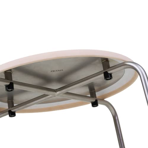 Hocker Petit Rond metall / Sitzfläche Leder - Frama  - Stahl gebürstet / Naturleder - gebürsteter rostfreier Stahl, Leder